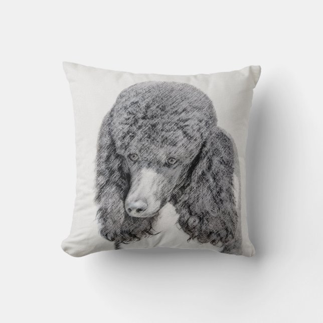 Standard Poodle Black Parti Painting - Dog Art Kissen (Vorderseite)