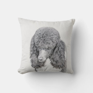 Standard Poodle Black Parti Painting - Dog Art Kissen