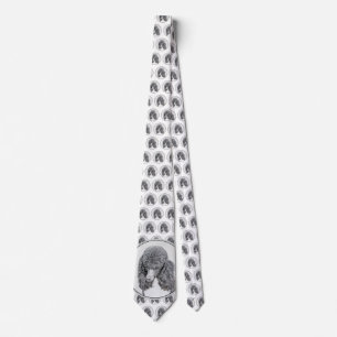 Standard Poodle Black Parti Painting - Dog Art Krawatte
