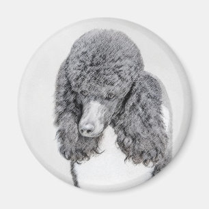 Standard Poodle Black Parti Painting - Dog Art Magnet