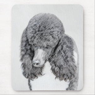 Standard Poodle Black Parti Painting - Dog Art Mousepad