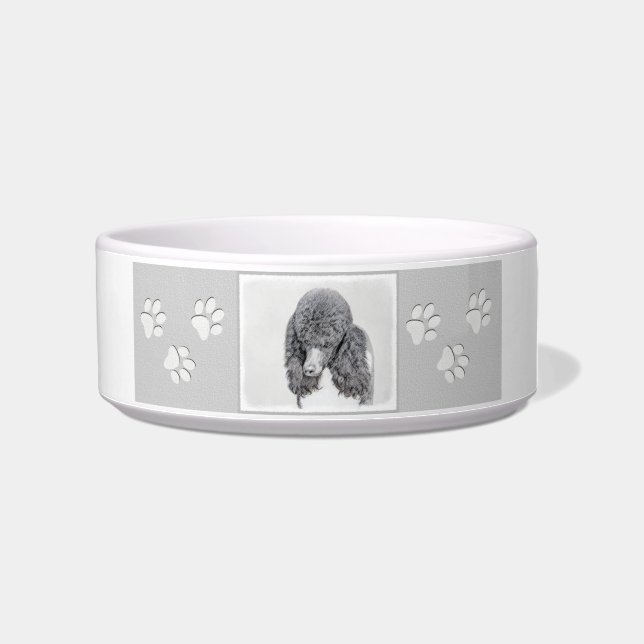 Standard Poodle Black Parti Painting - Dog Art Napf (Rechts)
