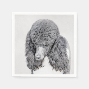 Standard Poodle Black Parti Painting - Dog Art Serviette