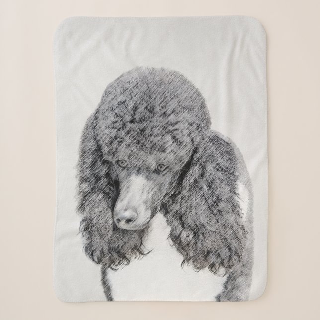 Standard Poodle Black Parti Painting - Dog Art Sherpadecke (Vorderseite)