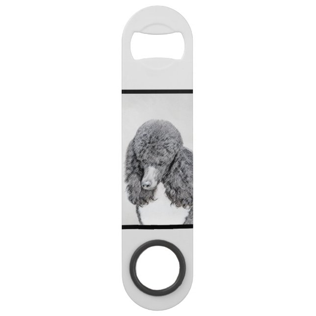 Standard Poodle Black Parti Painting - Dog Art Speed Flaschenöffner (Rückseite)