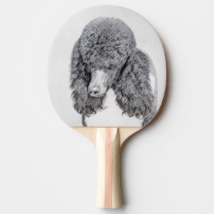 Standard Poodle Black Parti Painting - Dog Art Tischtennis Schläger