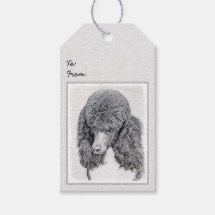 Standard Poodle Black Parti Painting - Hund Art Geschenkanhänger