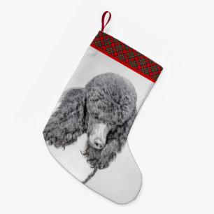Standard Poodle Black Parti Painting - Hund Art Kleiner Weihnachtsstrumpf