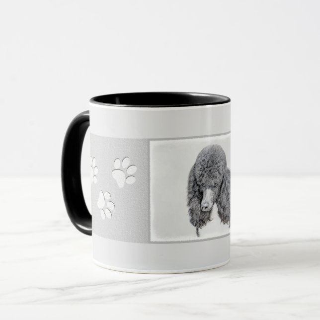 Standard Poodle Black Parti Painting - Hund Art Tasse (Vorderseite Links)