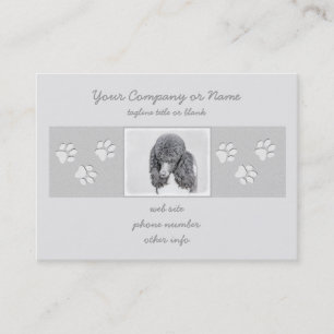 Standard Poodle Black Parti Painting - Hund Art Visitenkarte