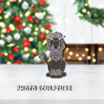 Standard Poodle Black Pet Ornament Fotoskulptur Ornament<br><div class="desc">Niedliches,  schwarzes Poodle mit rosa Ohrbändern. Adorable Augen und rosa Zunge heraus. Grafik: Lori@SaltTownStudio.</div>
