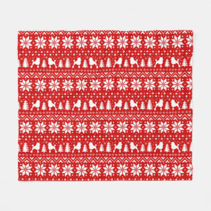 Standard Poodle Dog Silhouetten Weihnachtsmuster Fleecedecke