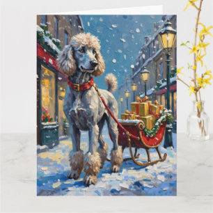 Standard Poodle Französischer Schlitten Weihnachte Karte
