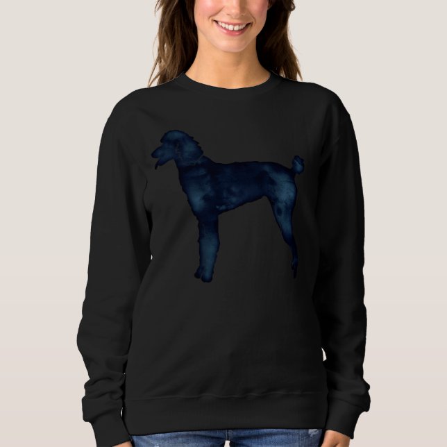 Standard Poodle Hund Rasse Silhouette Black Indigo Sweatshirt (Vorderseite)