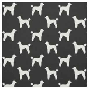 Standard Poodle Hund Silhouetten Schwarz und Weiß Stoff