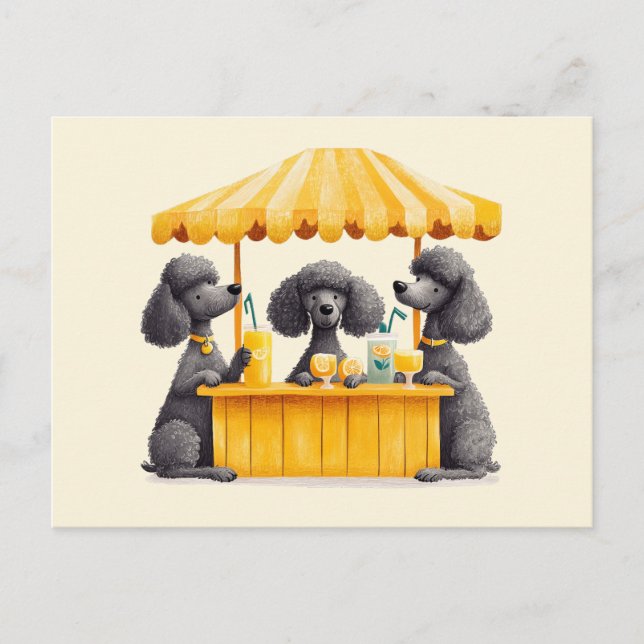 Standard Poodle Hunde, die auf einem Limonade-Stan Postkarte (Vorderseite)