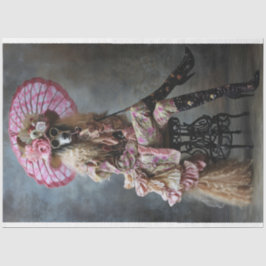 Standard-Poodle in rosa Decouapage gekleidet Seidenpapier