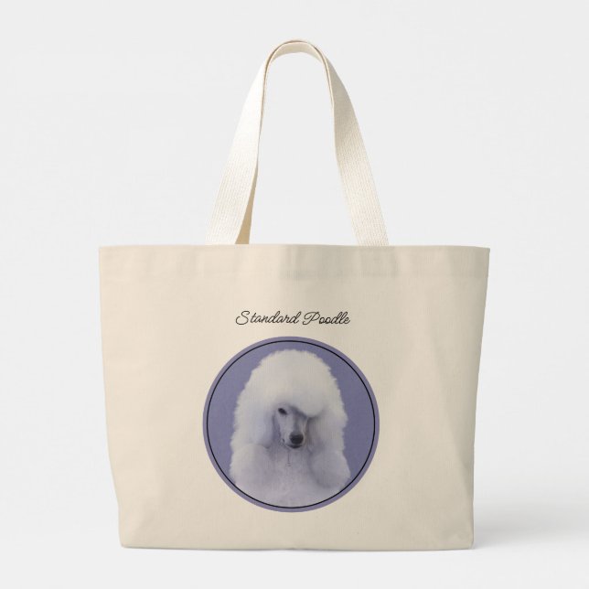 Standard Poodle Malerei White Original Dog Art Jumbo Stoffbeutel (Rückseite)