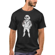 Standard Poodle , muscular, tattooed, bodybuilder