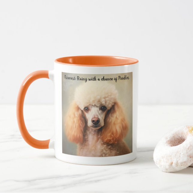 Standard-Poodle-Ölgemälde mit Niedlicher Beschrift Tasse (Mit Donut)