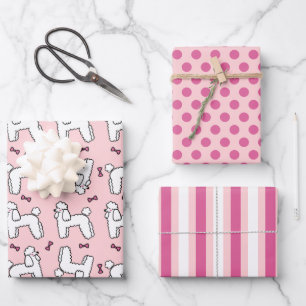 Standard Poodle Pink Dog Wrapping Paper Set Geschenkpapier Set