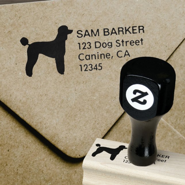 Standard Poodle Silhouette Rücksendeadresse Gummistempel (Von Creator hochgeladen)