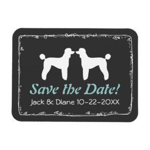 Standard Poodle Silhouetten Hochzeit Save the Date Magnet