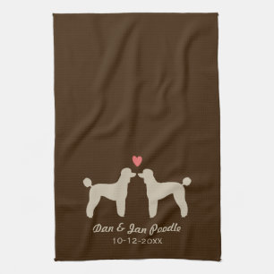 Standard Poodle Silhouetten mit Herz und Text Handtuch