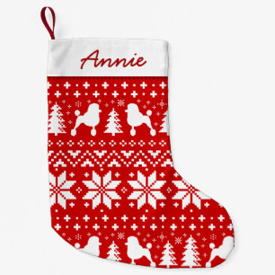 Standard Poodle Silhouetten Niedlich Urlaubsmuster Kleiner Weihnachtsstrumpf