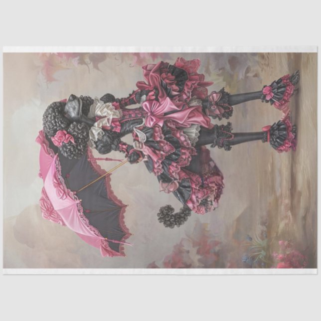 Standard Poodle Walking im Park Decoupage Seidenpapier (Vorderseite)