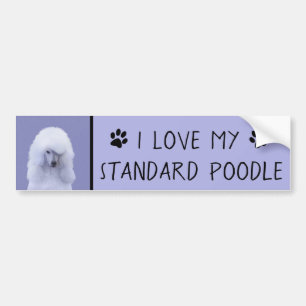 Standard Poodle White Painting - Original Dog Art Autoaufkleber