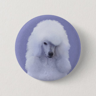 Standard Poodle White Painting - Original Dog Art Button