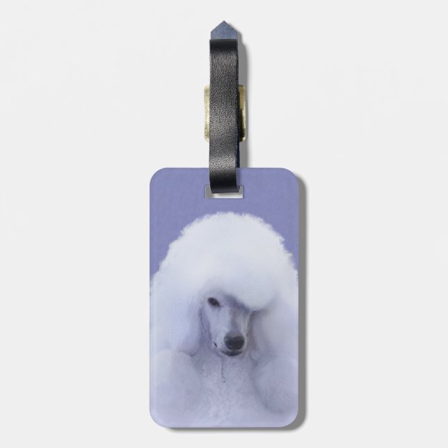 Standard Poodle White Painting - Original Dog Art Gepäckanhänger (Rückseite vertikal)