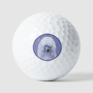 Standard Poodle White Painting - Original Dog Art Golfball