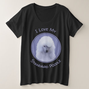 Standard Poodle White Painting - Original Dog Art Große Größe T-Shirt