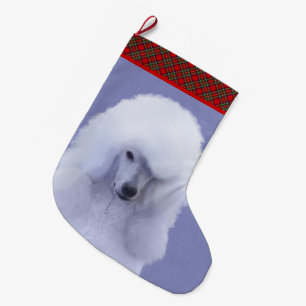 Standard Poodle White Painting - Original Dog Art Großer Weihnachtsstrumpf