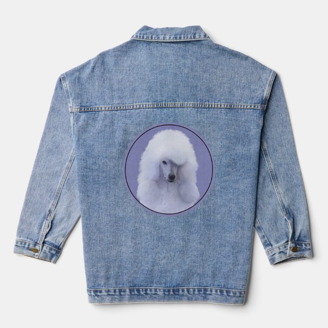 Standard Poodle White Painting - Original Dog Art Jeansjacke (Rückseite)