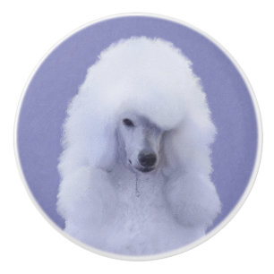 Standard Poodle White Painting - Original Dog Art Keramikknauf