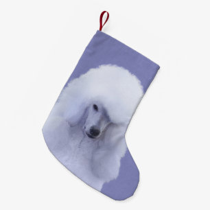 Standard Poodle White Painting - Original Dog Art Kleiner Weihnachtsstrumpf
