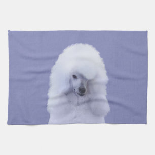 Standard Poodle White Painting - Original Dog Art Küchentuch