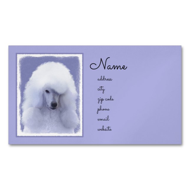 Standard Poodle White Painting - Original Dog Art Magnetische Visitenkarte (Vorderseite)