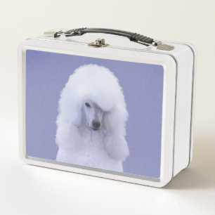 Standard Poodle White Painting - Original Dog Art Metall Brotdose