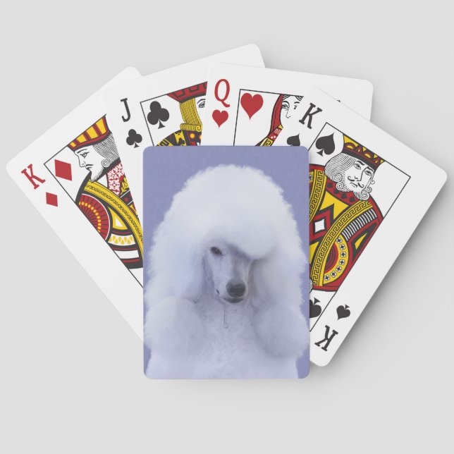 Standard Poodle White Painting - Original Dog Art Spielkarten (Rückseite)