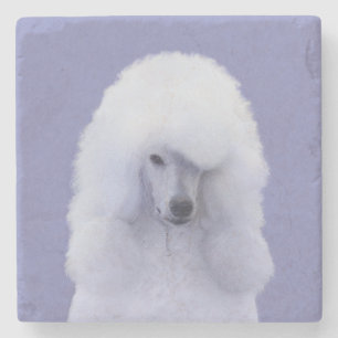 Standard Poodle White Painting - Original Dog Art Steinuntersetzer