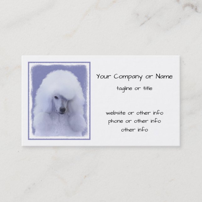 Standard Poodle White Painting - Original Dog Art Visitenkarte (Vorderseite)