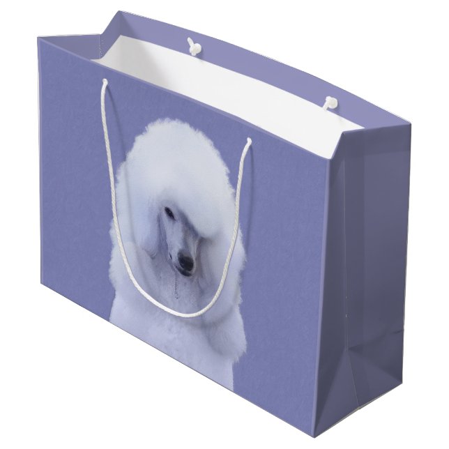 Standard Poodle White Painting - Original Hund Art Große Geschenktüte (Rückseite Schrägansicht)