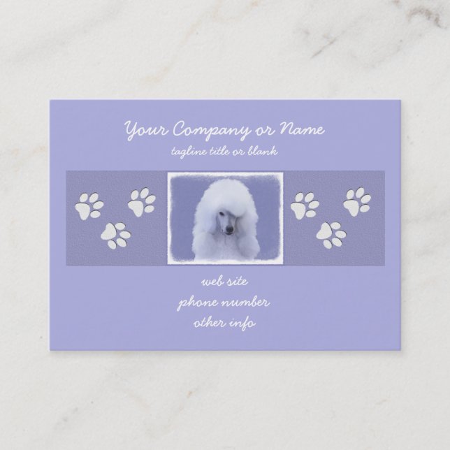 Standard Poodle White Painting - Original Hund Art Visitenkarte (Vorderseite)