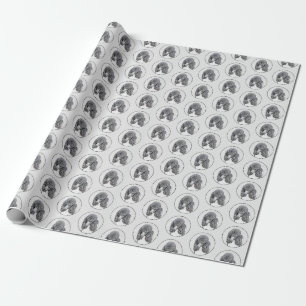 Standard Pudel Schwarz Parti Malerei - Hundekunst Geschenkpapier