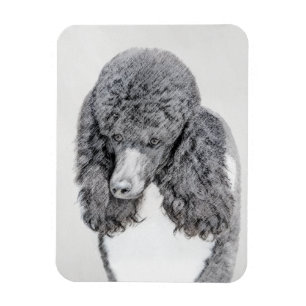 Standard Pudel Schwarz Parti Malerei - Hundekunst Magnet