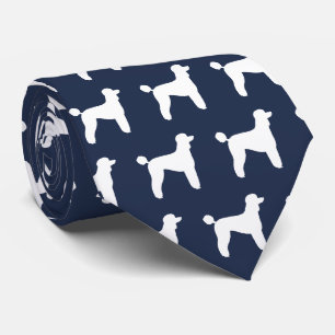 Standard Pudel Silhouetten Muster Weiß und Blau Krawatte